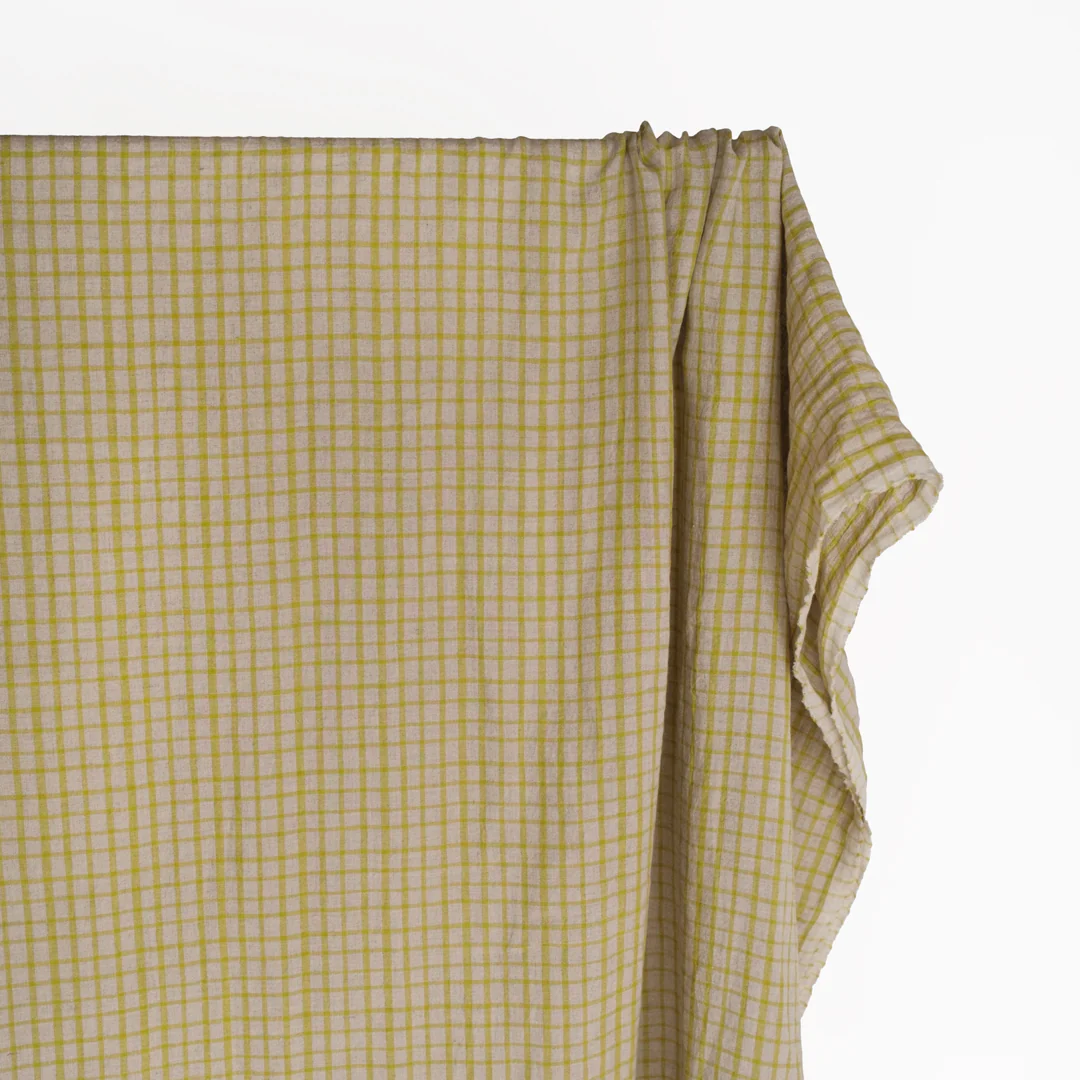 Grid Stonewashed Linen - Pebble/Mojito - Image 3