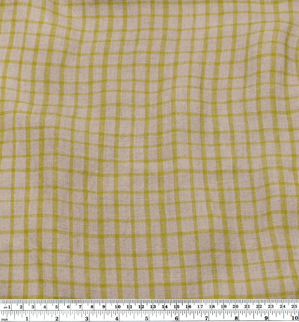 Grid Stonewashed Linen - Pebble/Mojito - Image 4