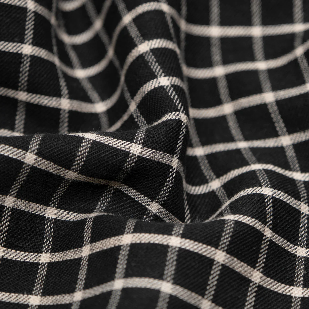 Grid Yarn Dyed Linen Cotton - Black