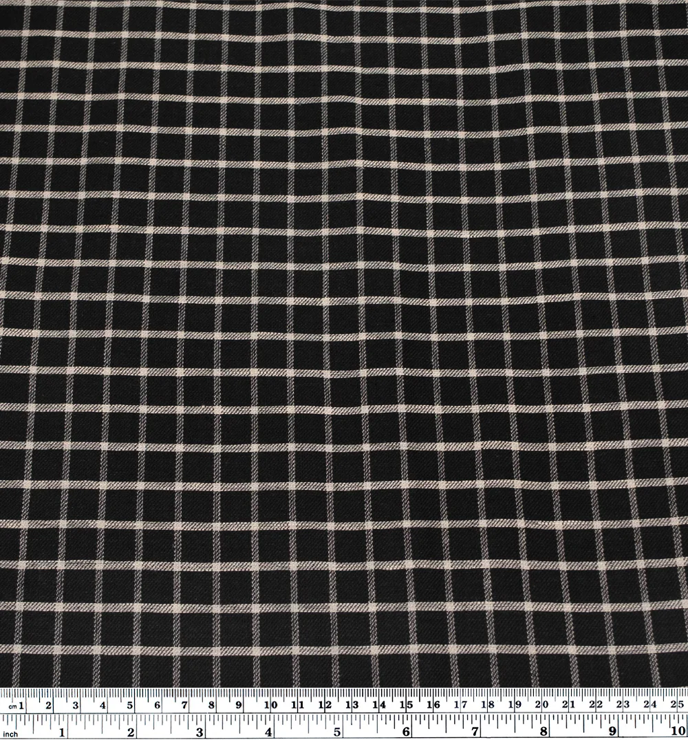 Grid Yarn Dyed Linen Cotton - Black - Image 4