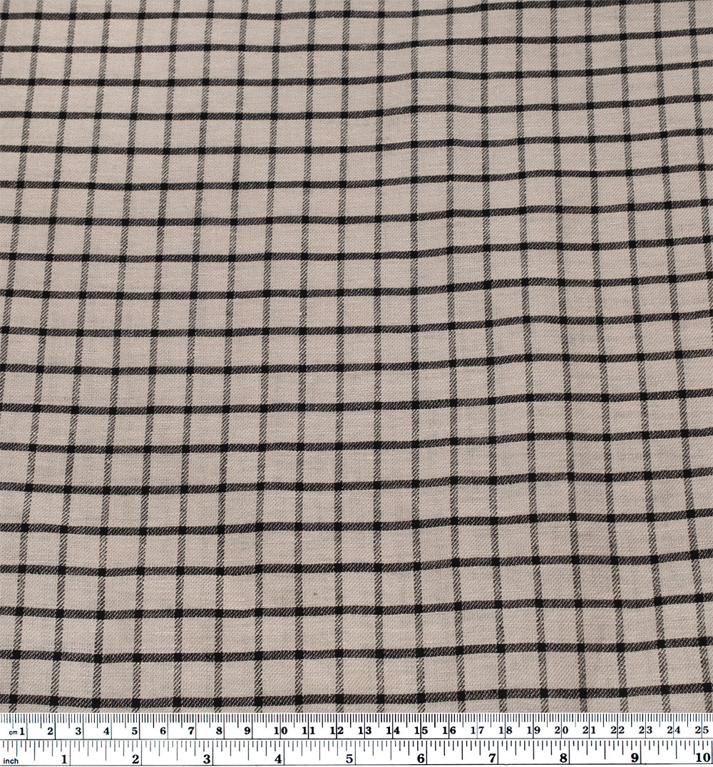 Grid Yarn Dyed Linen Cotton - Pebble - Image 4