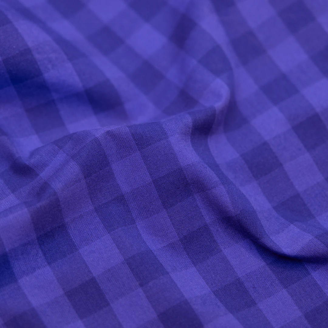 Gumball Gingham Cotton Shirting - Lapis/Belize