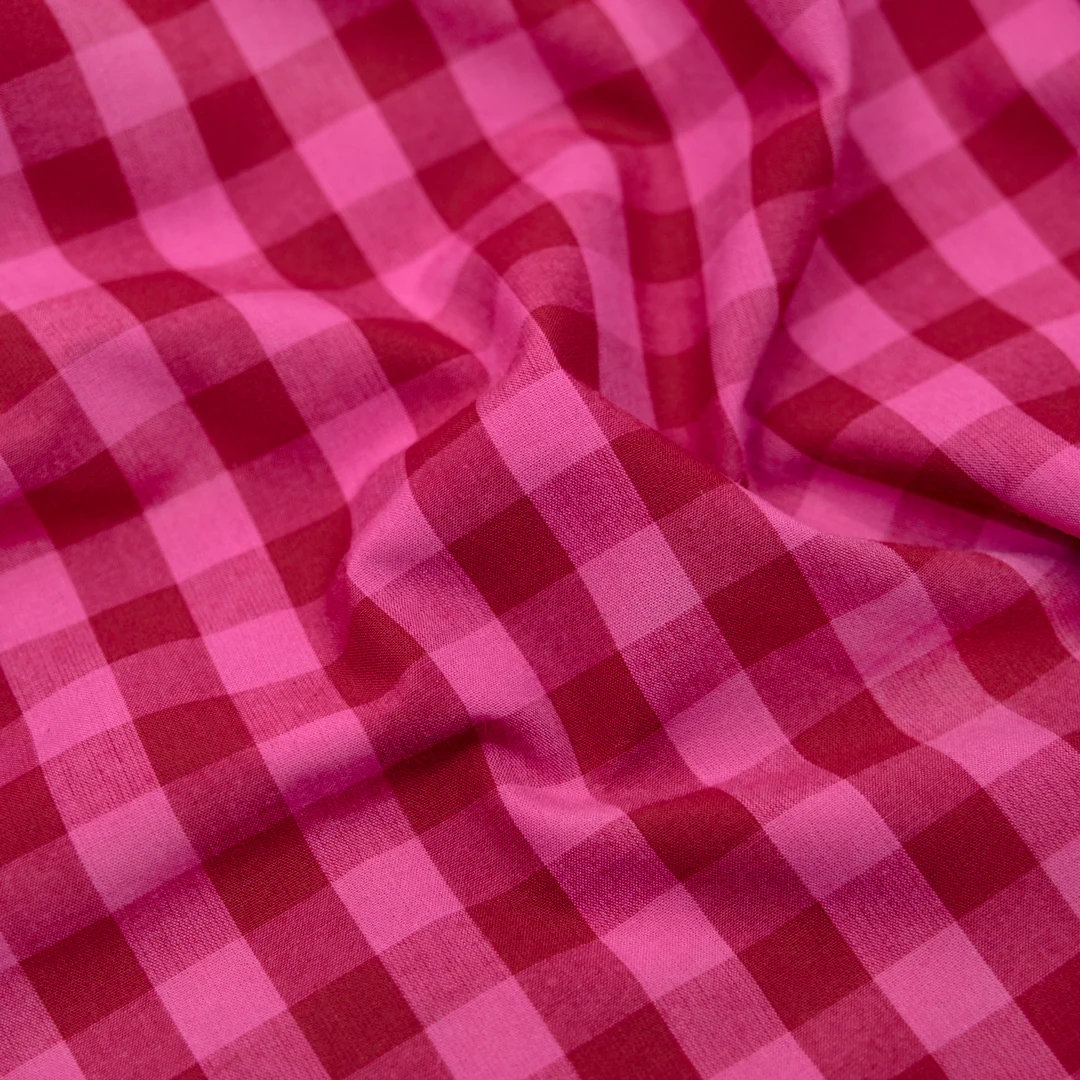 Gumball Gingham Cotton Shirting - Raspberry/Punch