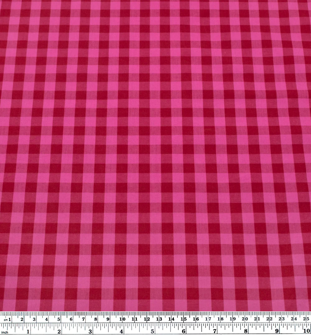 Gumball Gingham Cotton Shirting - Raspberry/Punch - Image 4