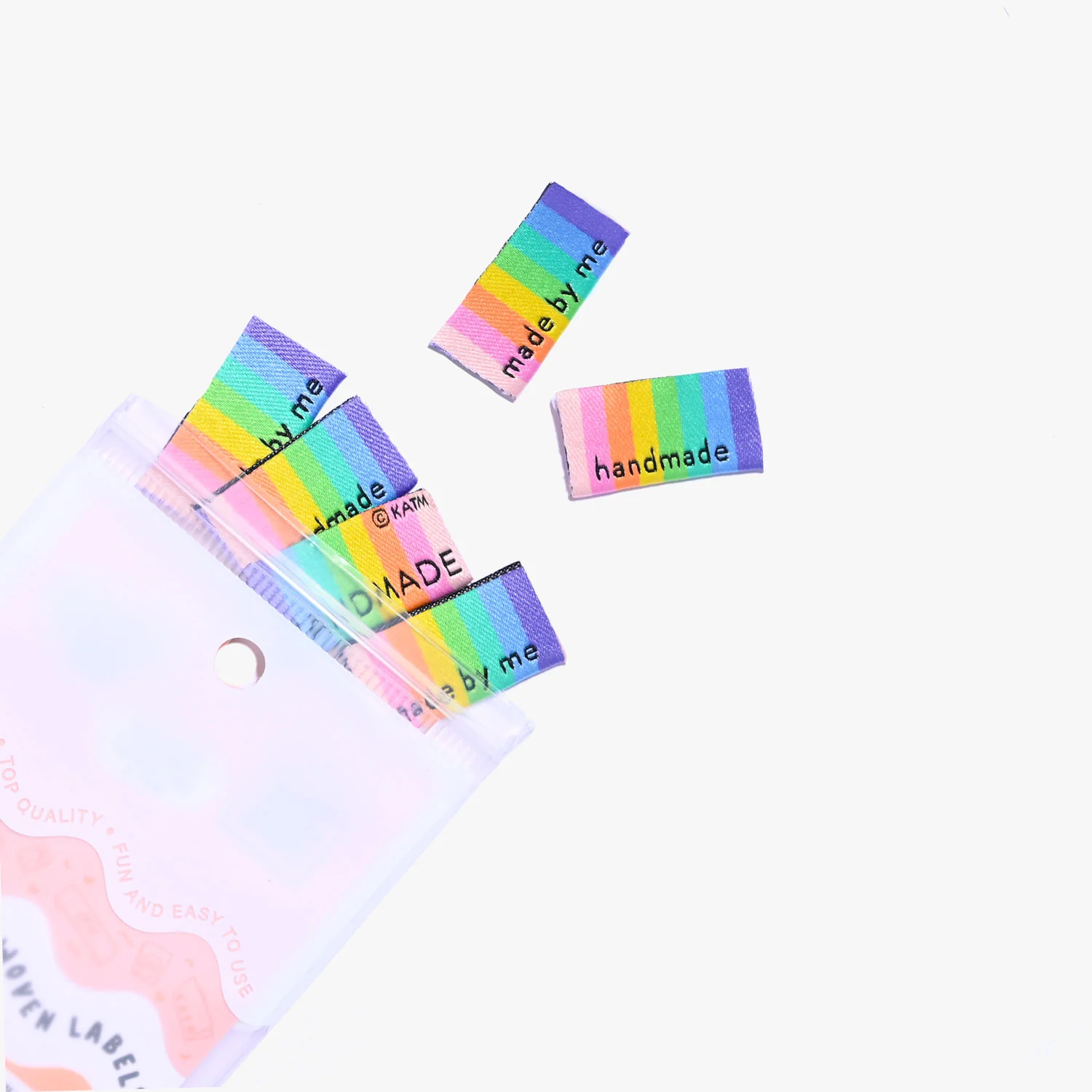 HANDMADE/MADE BY ME RAINBOW Woven Labels - Image 4