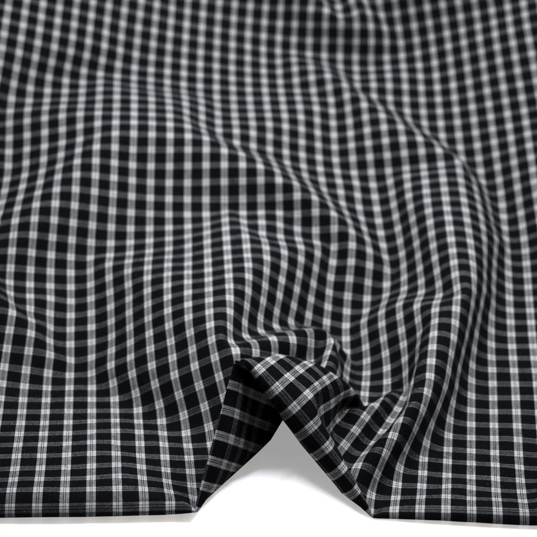 Harvest Plaid Cotton Shirting - Black - Image 2
