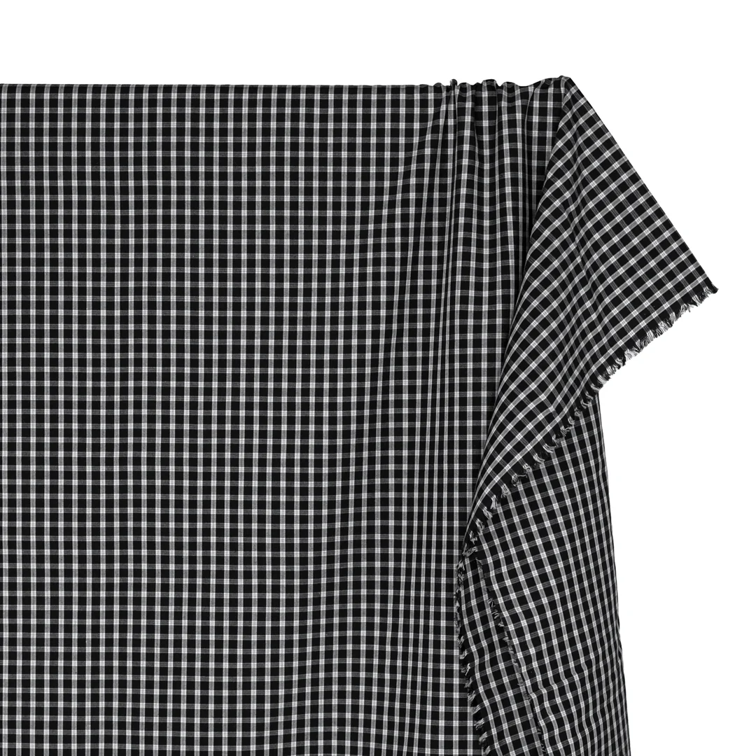 Harvest Plaid Cotton Shirting - Black - Image 4