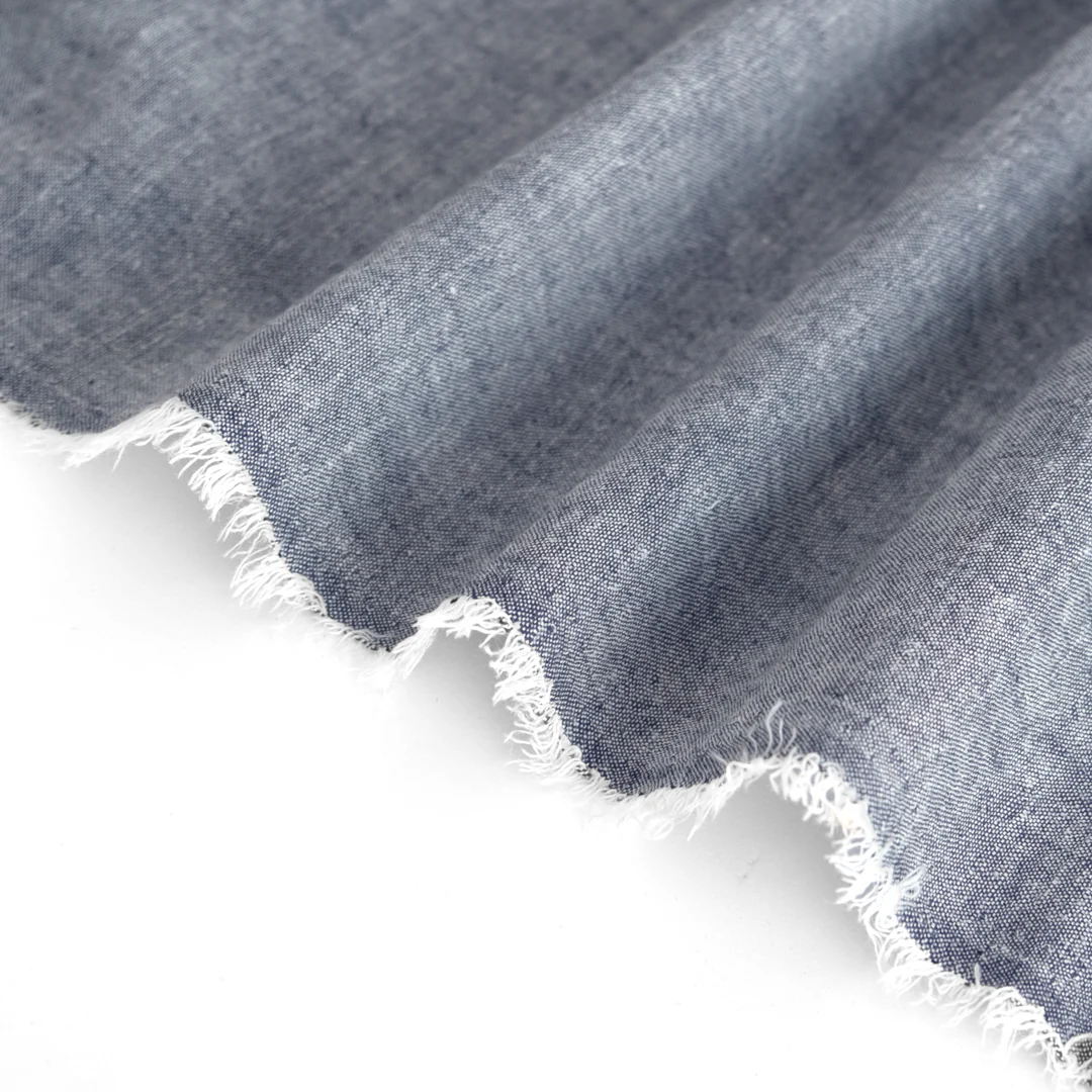 Hemp & Organic Cotton Chambray - Navy - Image 3