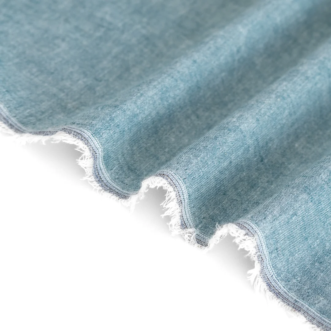Hemp & Organic Cotton Chambray - Teal - Image 3