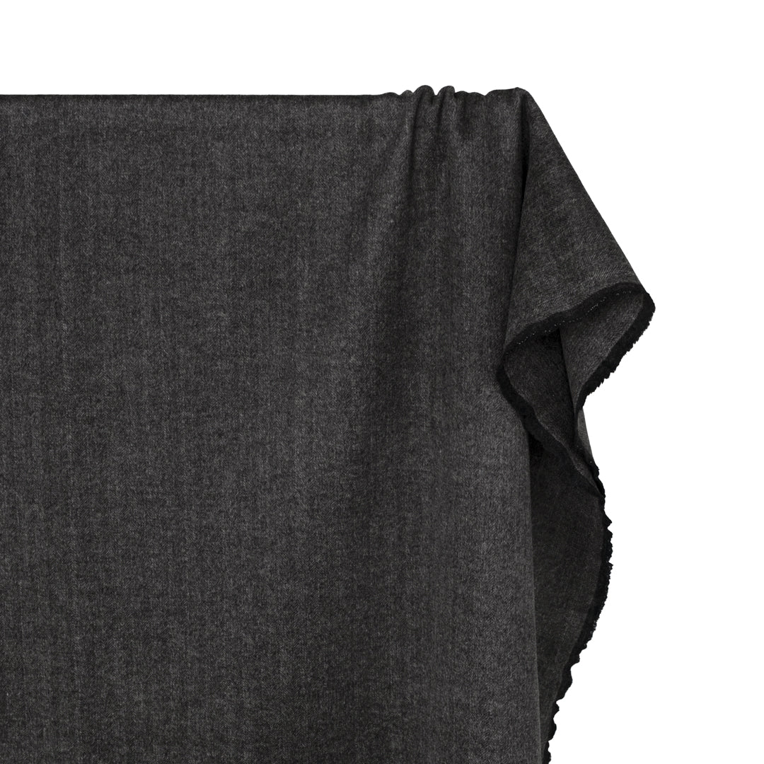 Herringbone Double Faced Wool Blend Coating - Charcoal *Flawed - Image 4