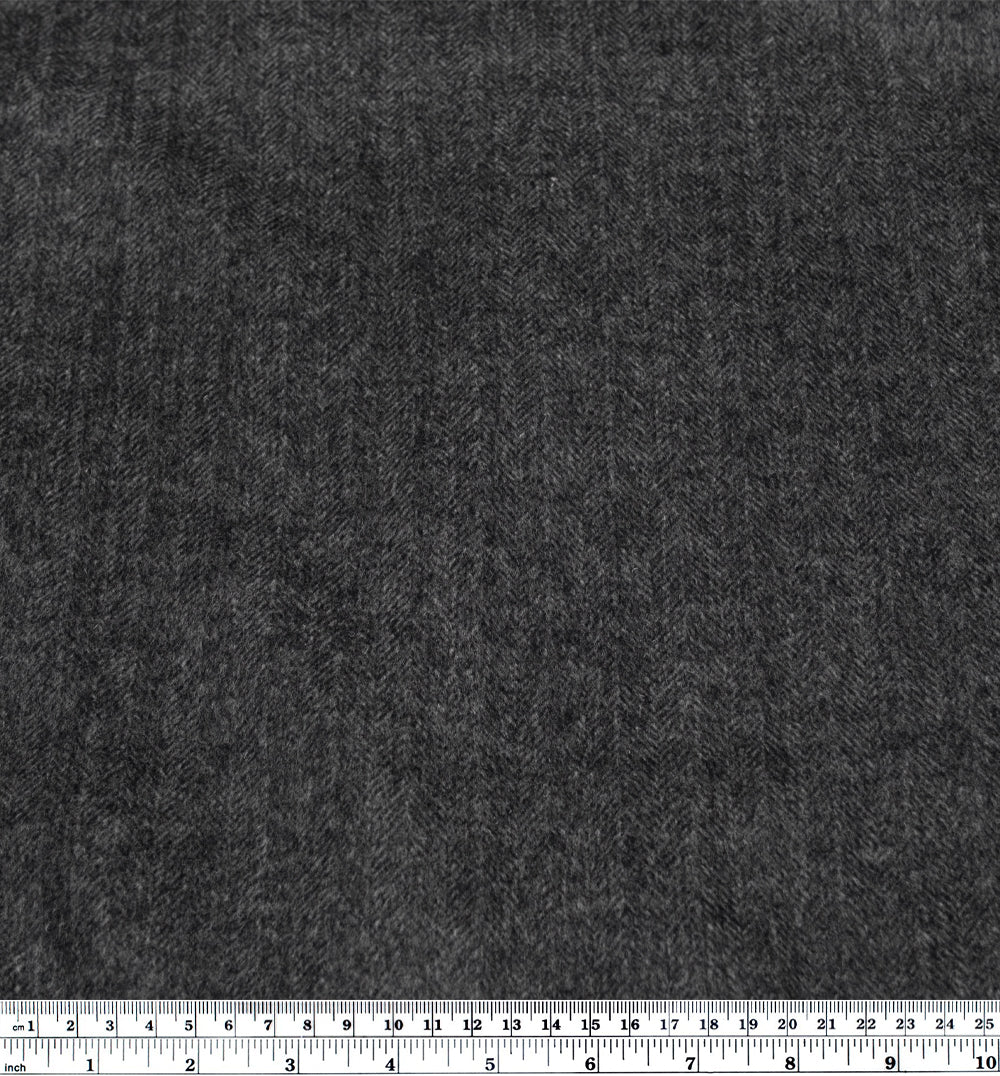 Herringbone Double Faced Wool Blend Coating - Charcoal *Flawed - Image 5