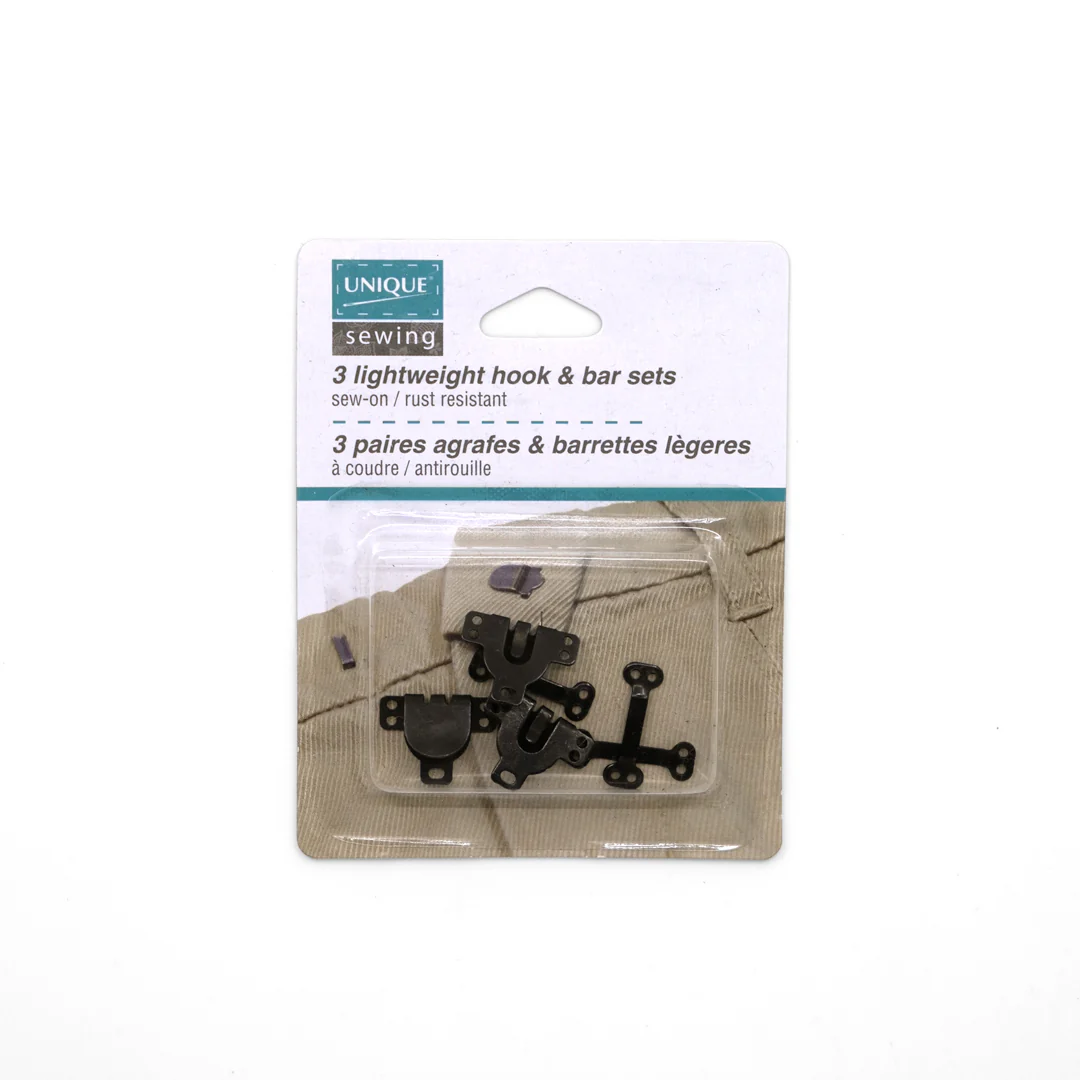 Hook & Bar Closure - Set of 3 - Black