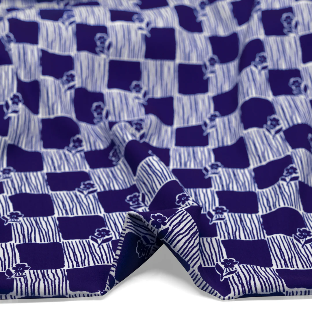Hopscotch Viscose Challis - Indigo/White - Image 2