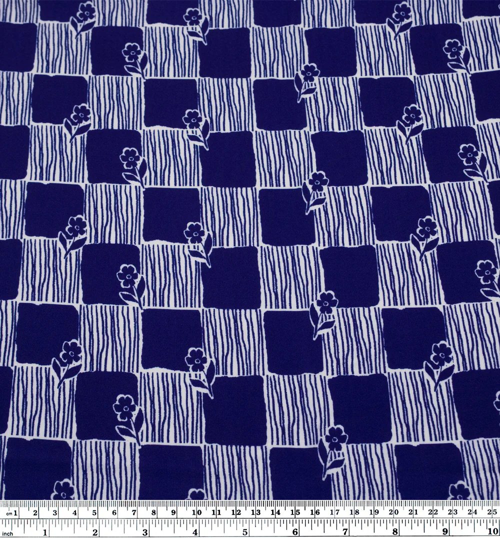Hopscotch Viscose Challis - Indigo/White - Image 3