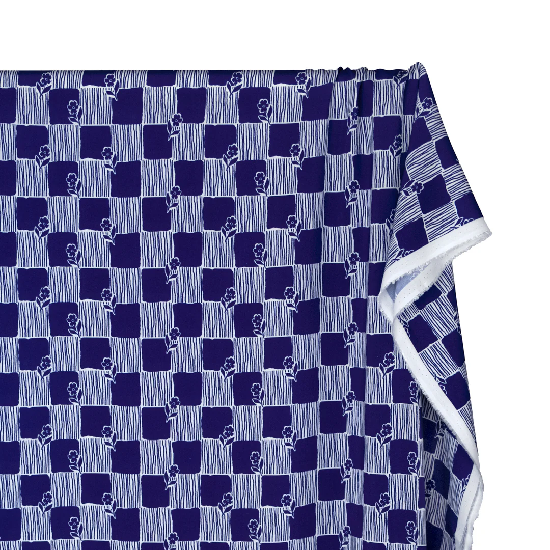 Hopscotch Viscose Challis - Indigo/White - Image 4