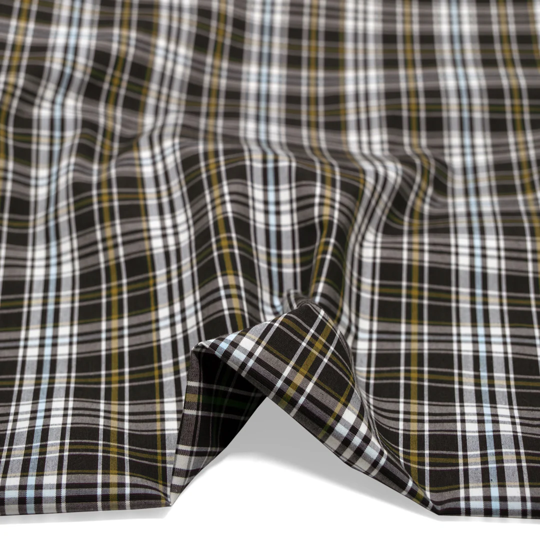 Horizon Plaid Cotton Shirting - Espresso/Multi - Image 2