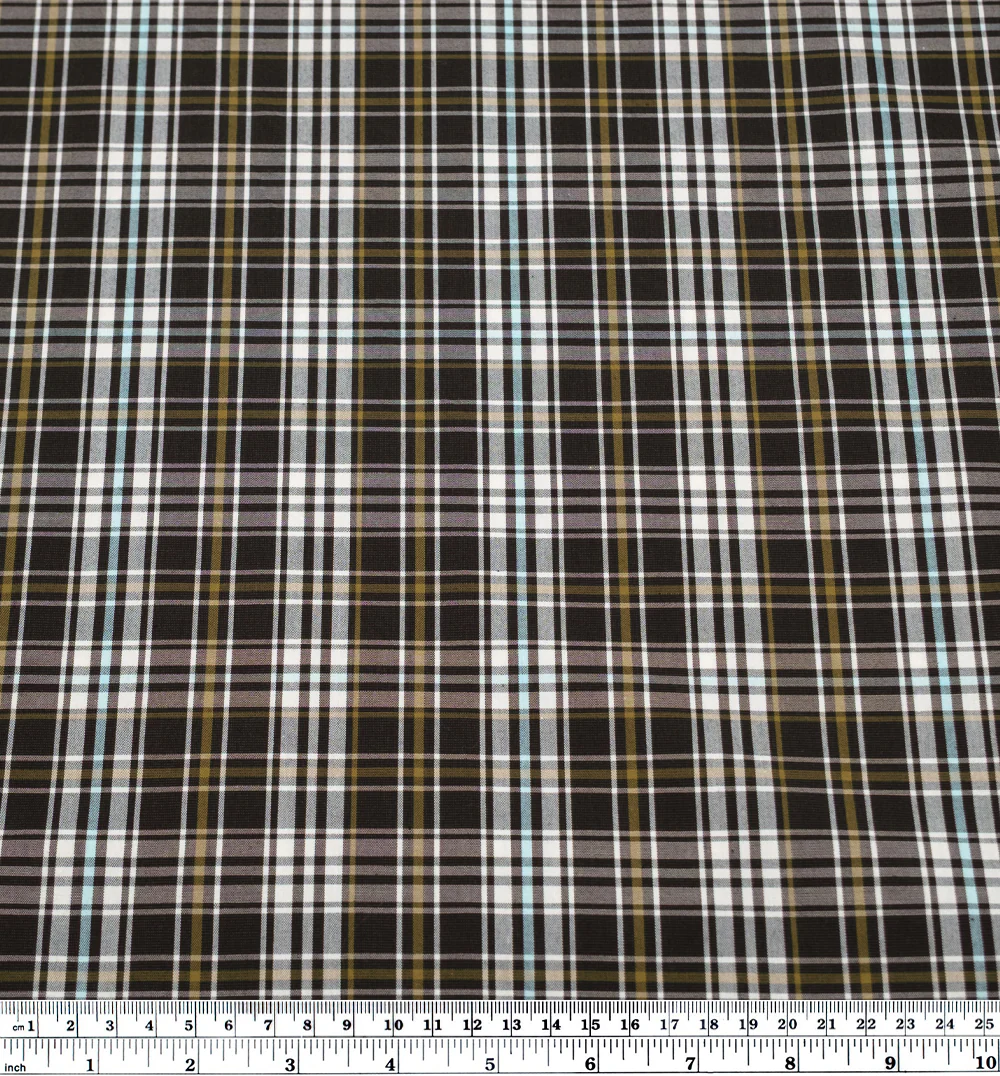 Horizon Plaid Cotton Shirting - Espresso/Multi - Image 3