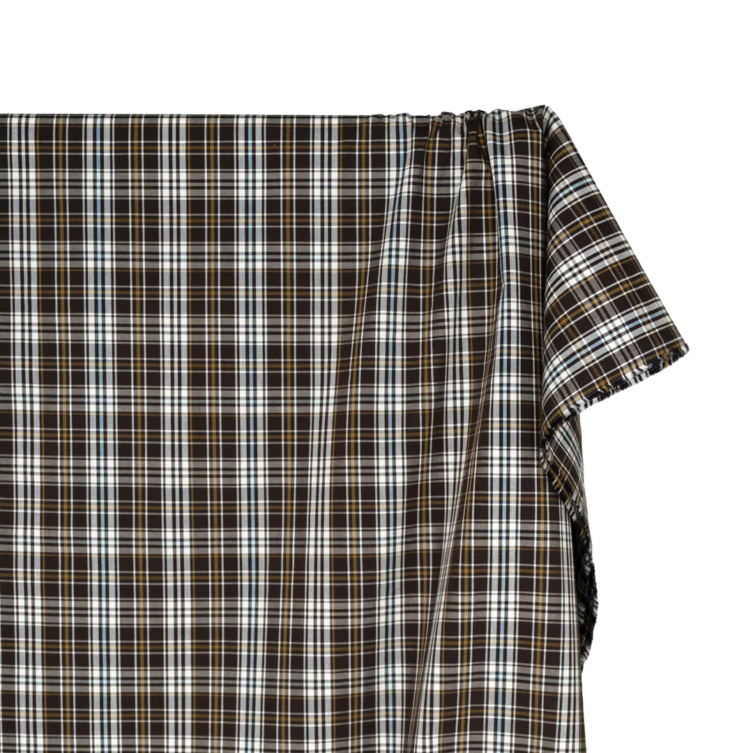 Horizon Plaid Cotton Shirting - Espresso/Multi - Image 4