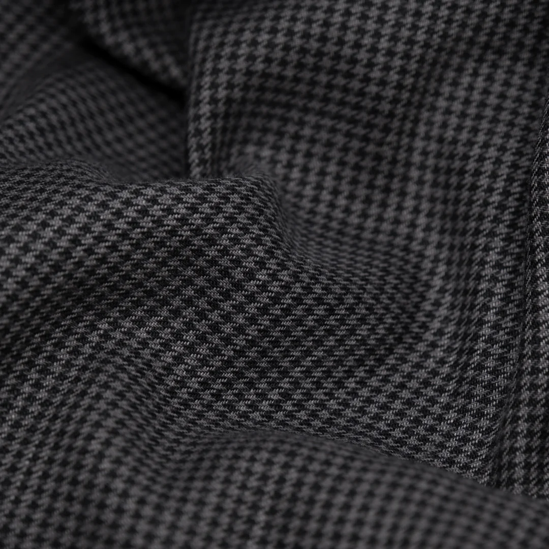 Houndstooth Linen Cotton Blend - Charcoal/Black