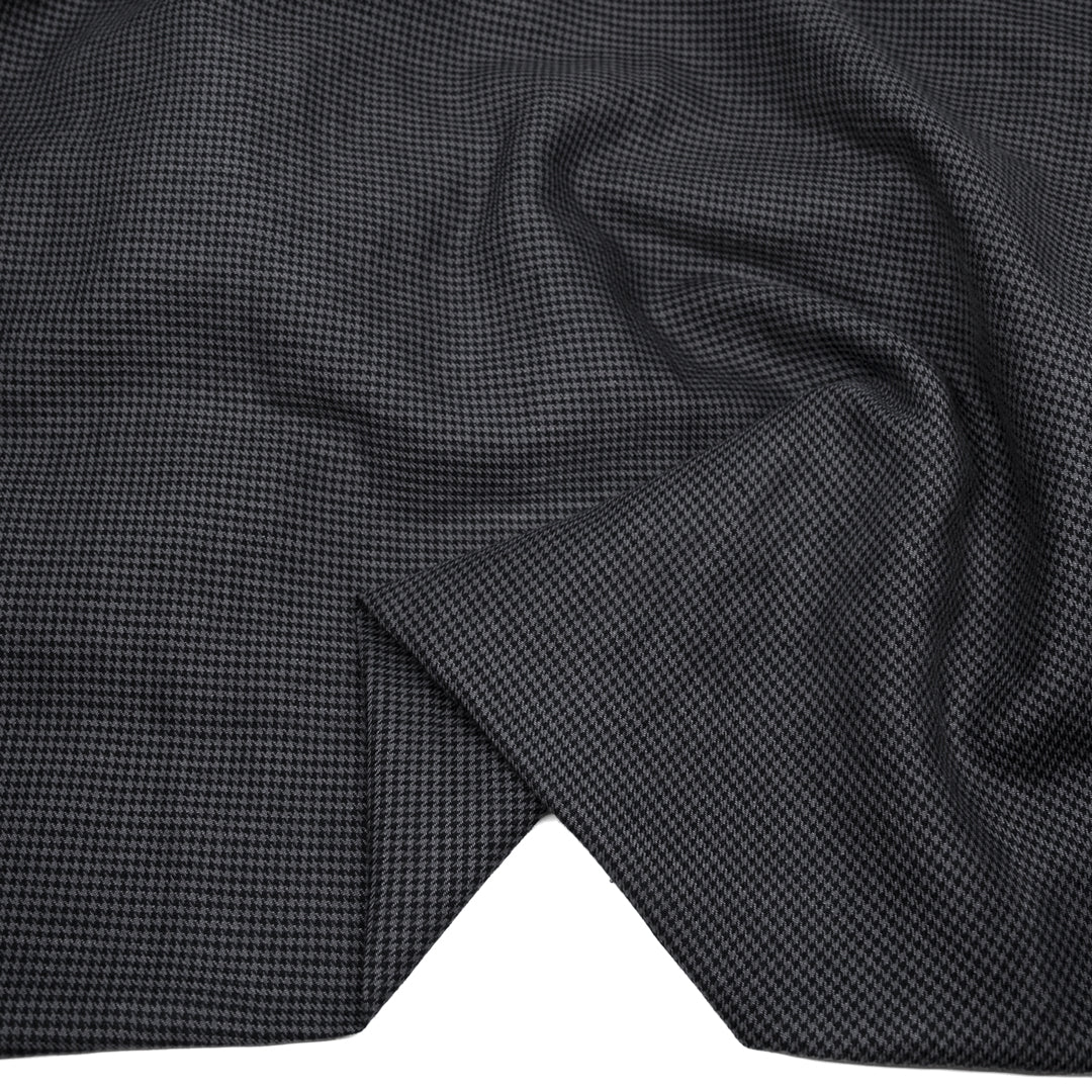Houndstooth Linen Cotton Blend - Charcoal/Black - Image 2