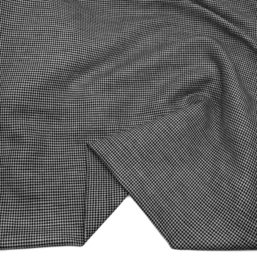 Houndstooth Linen Cotton Blend - Stone/Black - Image 2