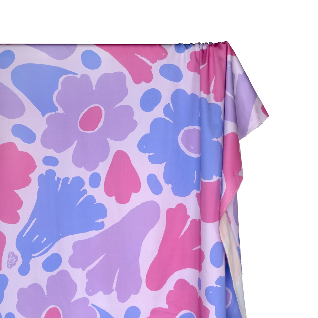 Jacaranda Organic Cotton Sateen - Lilac/Periwinkle/Tulip - Image 2