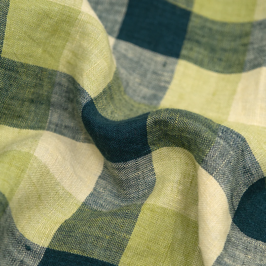 Jumbo Check Soft Washed Linen - Everglades