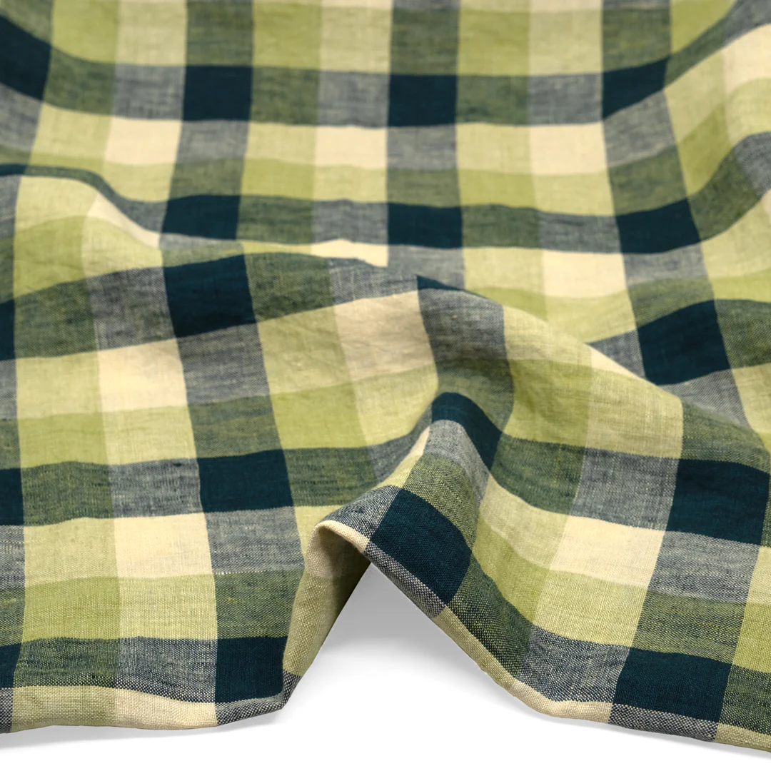 Jumbo Check Soft Washed Linen - Everglades - Image 2
