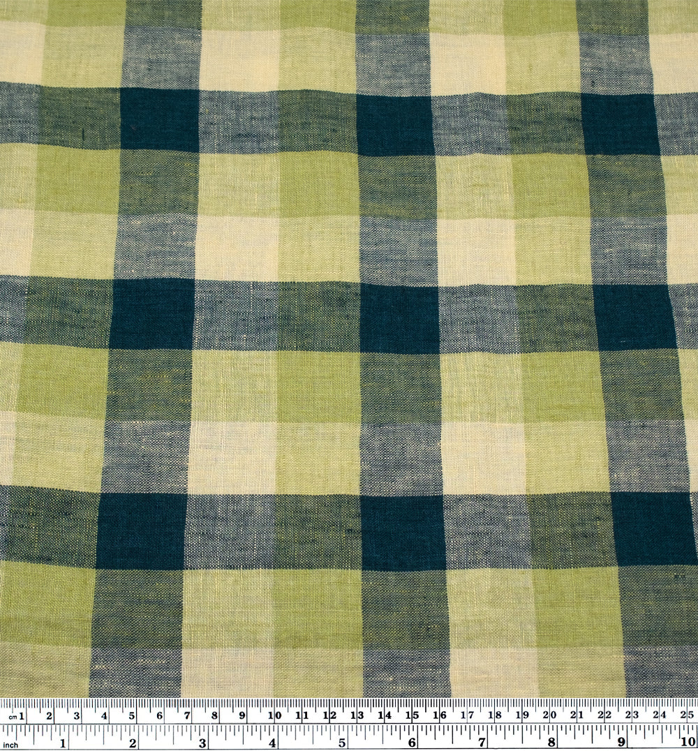 Jumbo Check Soft Washed Linen - Everglades - Image 3
