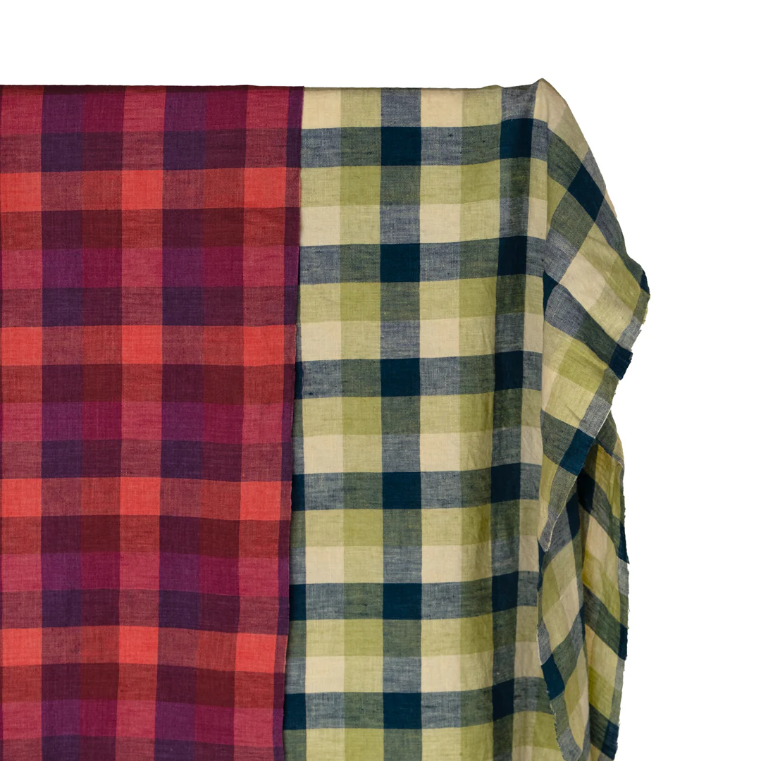 Jumbo Check Soft Washed Linen - Everglades - Image 4