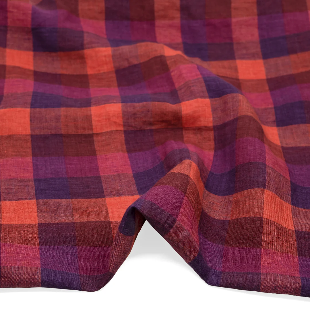 Jumbo Check Soft Washed Linen - Wild Berry - Image 2