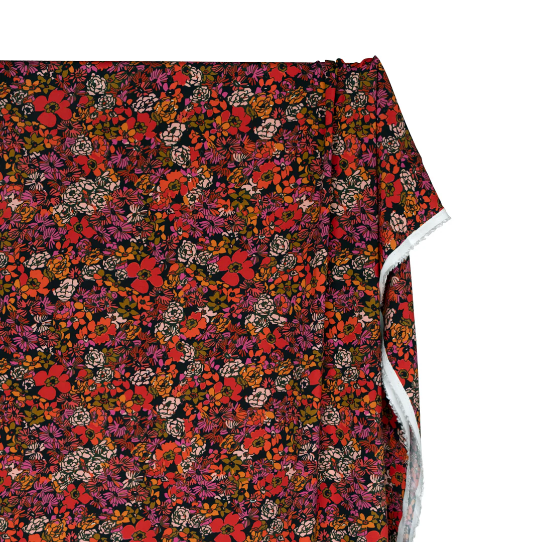 Jungle Nectar Printed Viscose Challis - Black/Cactus Flower/Multi - Image 4