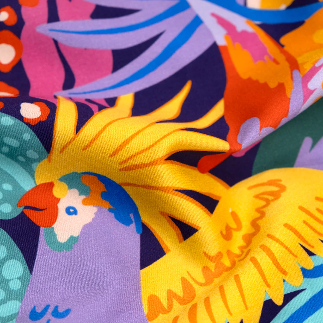 Jungle Party Organic Cotton Sateen - Deep Violet/Lemon/Multi - Image 3