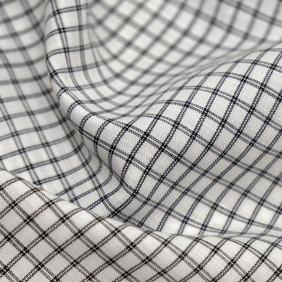 Lattice Linen Lyocell Blend - White/Black