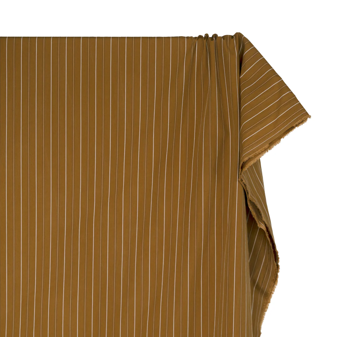 Ledger Stripe Cotton Shirting - Ochre/Ivory - Image 4