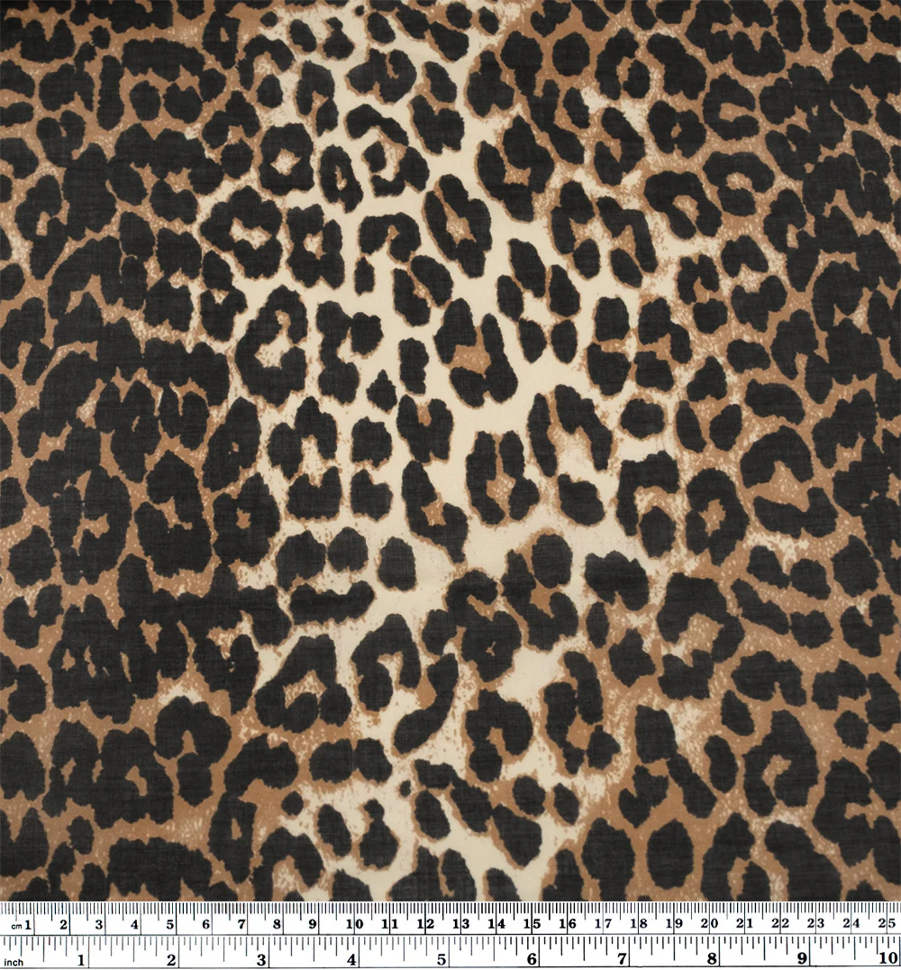 Leopard Printed Cotton Voile - Acorn/Black - Image 3