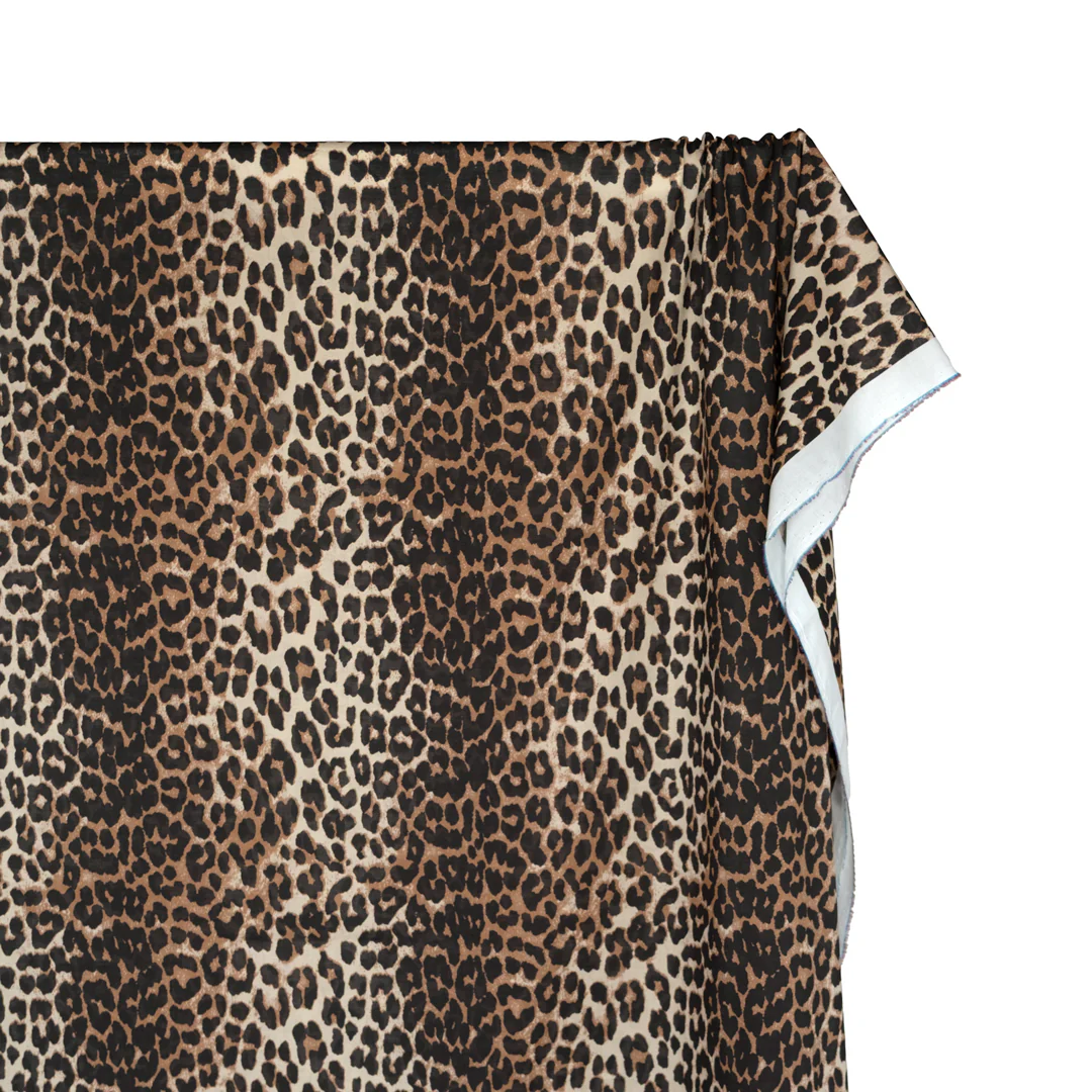 Leopard Printed Cotton Voile - Acorn/Black - Image 4