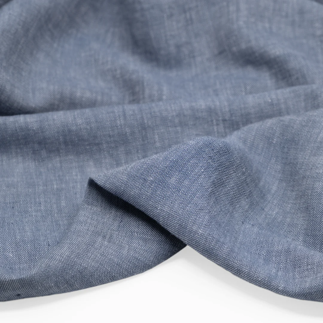 Lightweight Linen Cotton Chambray - Overcast - Image 2