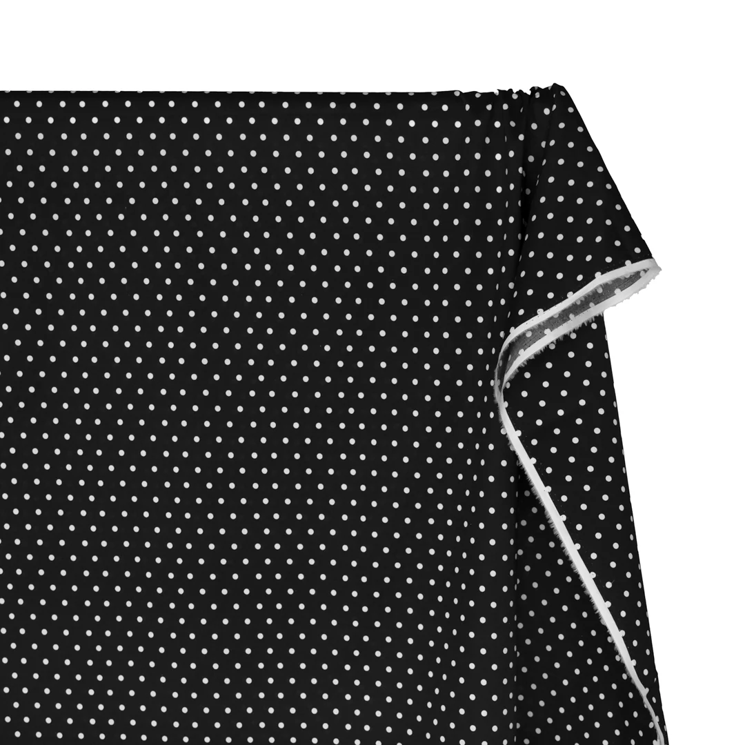 Little Dots Printed Cotton Lawn - Black/White - Image 4