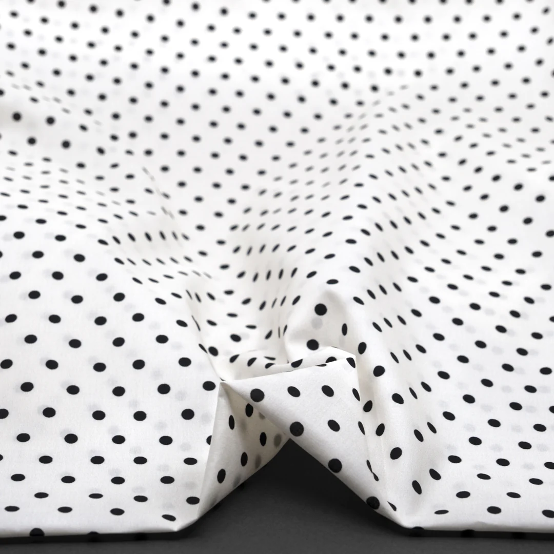 Little Dots Printed Cotton Lawn - Ivory/Black - Image 2