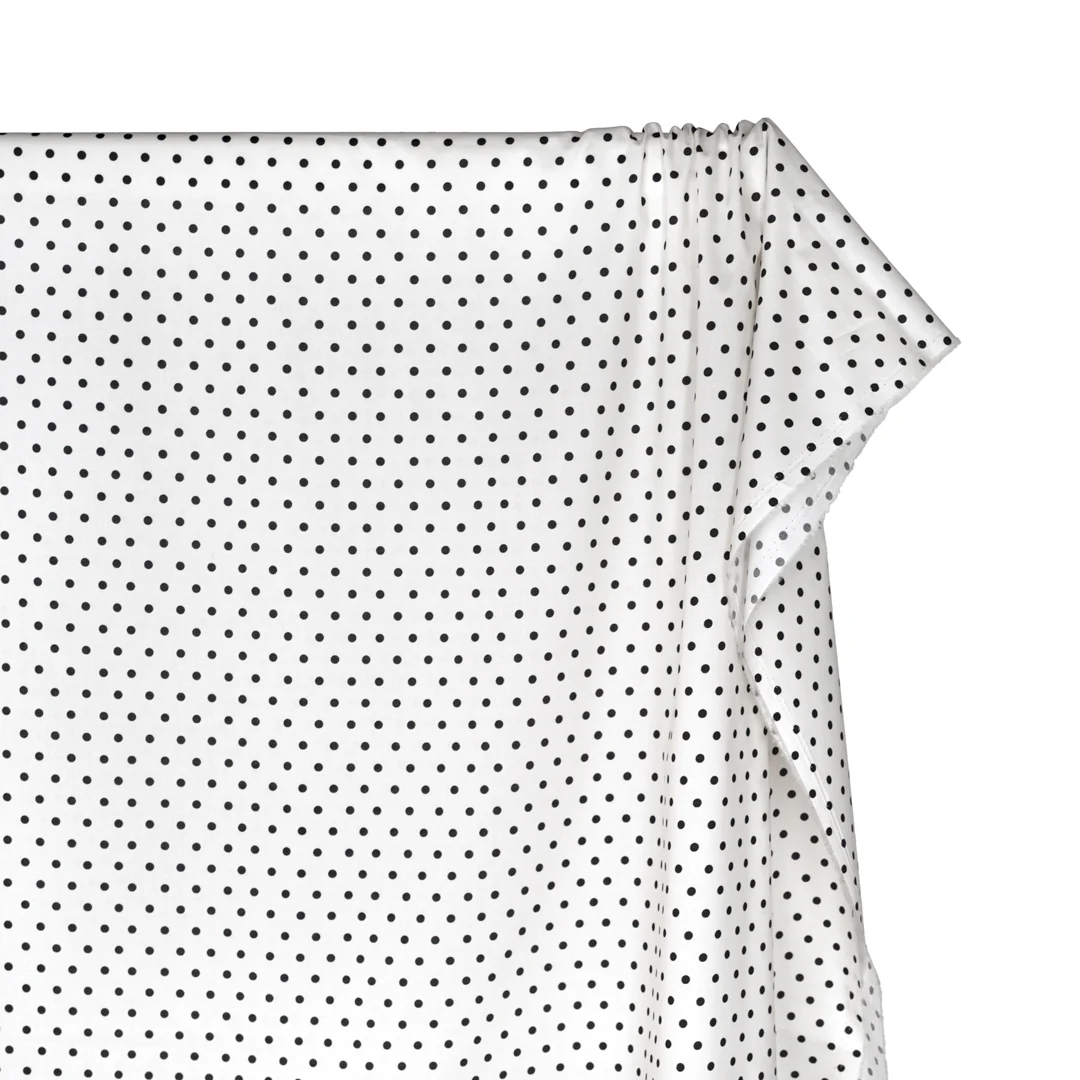 Little Dots Printed Cotton Lawn - Ivory/Black - Image 4
