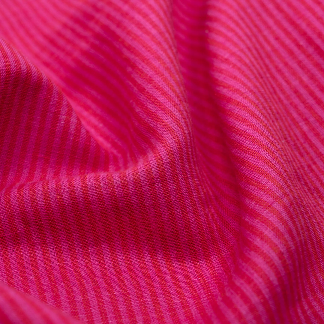 Lollipop Stripe Yarn Dyed Linen Cotton - Raspberry/Magenta Rose