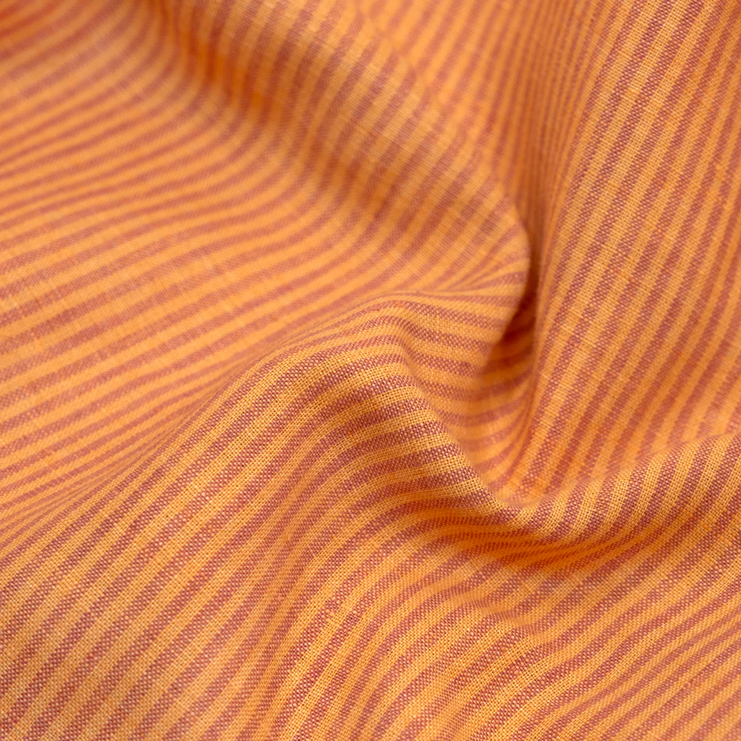 Lollipop Stripe Yarn Dyed Linen Cotton - Sherbert/Guava