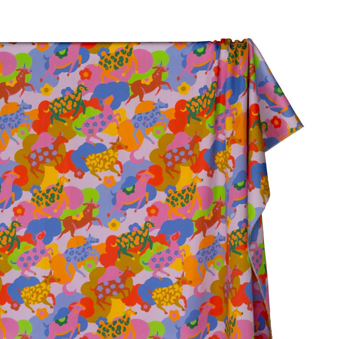 Long Paddock Organic Cotton Sateen - Pale Wisteria/Blueberry/Tulip - Image 3