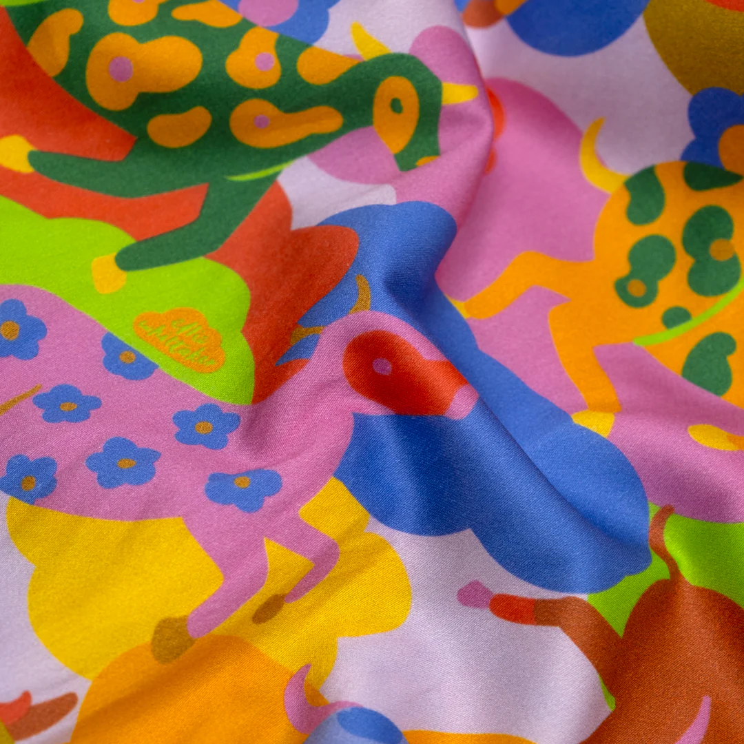 Long Paddock Organic Cotton Sateen - Pale Wisteria/Blueberry/Tulip - Image 4
