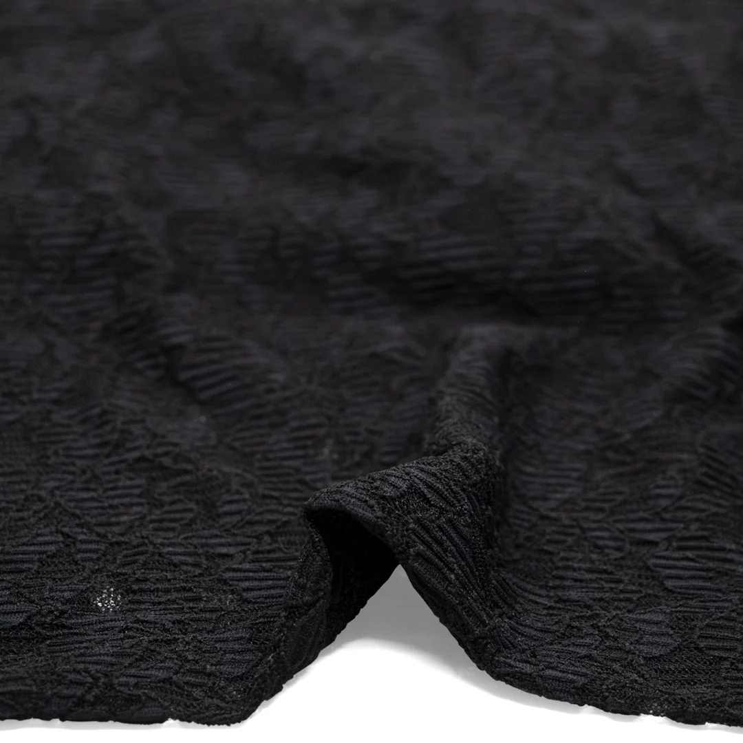 Lovelorn Stretch Corded Lace - Black - Image 2