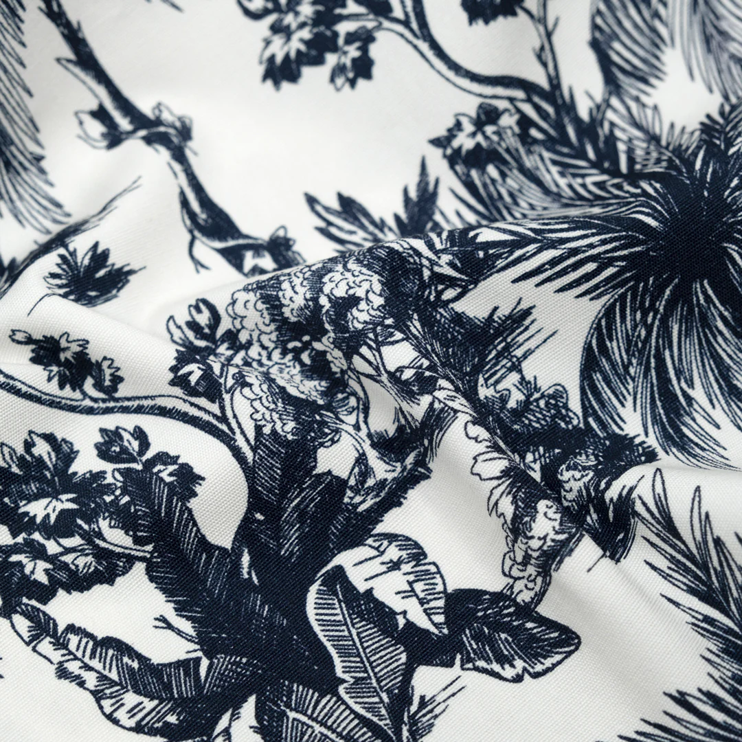 Lush Palms Printed 6oz Organic Cotton - Ink/White