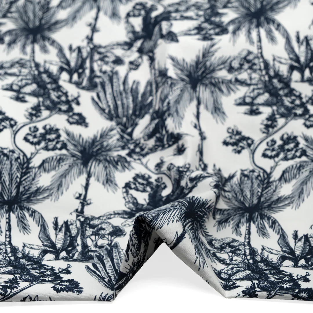 Lush Palms Printed 6oz Organic Cotton - Ink/White - Image 2