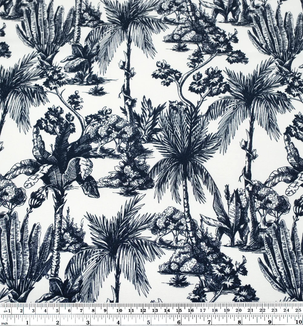 Lush Palms Printed 6oz Organic Cotton - Ink/White - Image 4