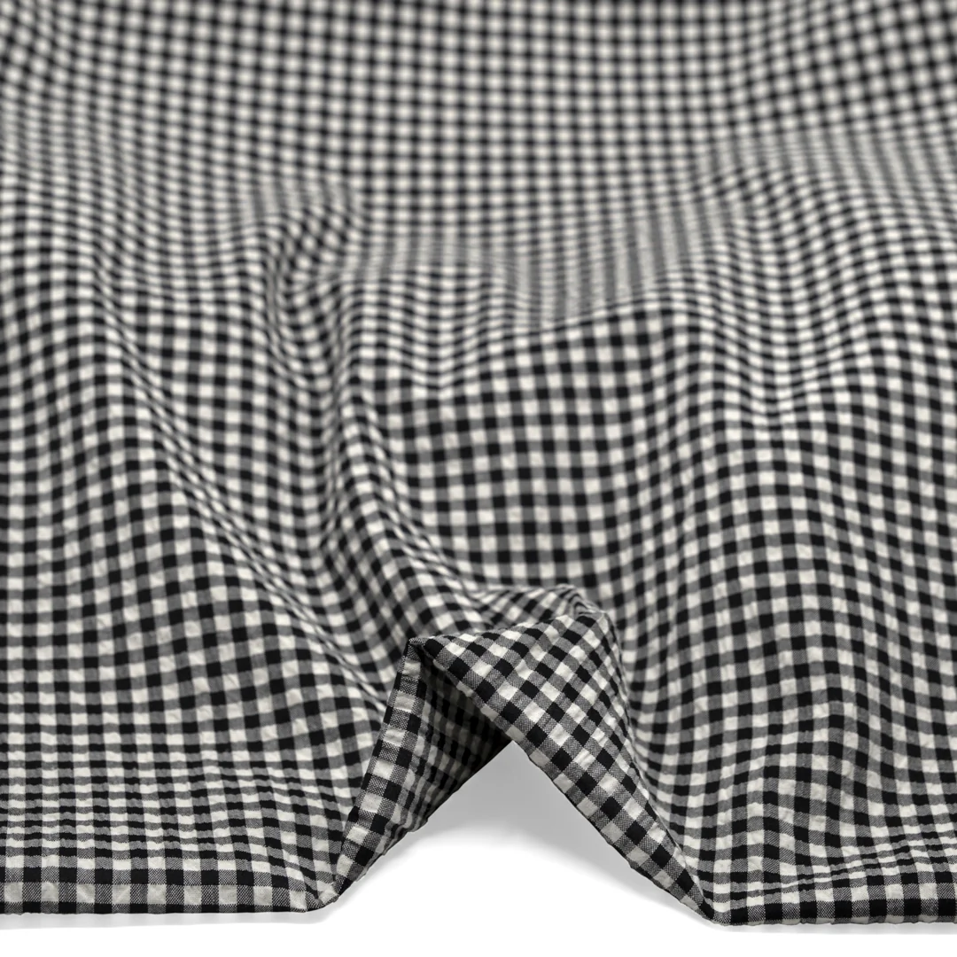 Macaron Mini Gingham Seersucker - Black Liquorice - Image 2